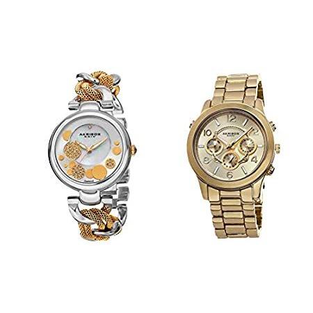 特別価格Akribos XXIV レディース 腕時計ギフトセット ダイヤモンドウォッチ リンクチェーン付き 多機能腕時計 ステンレススチールブレスレット AK好評販売中