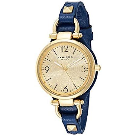 特別価格Akribos XXIV レディース腕時計 サンバースト同心円の文字盤 カーフスキンレザーストラップ AK761 イエロー好評販売中