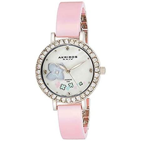特別価格Akribos XXIV Women 's ak762sspk Swiss Quartz Movement Watch withホワイト母のパールダイ好評販売中