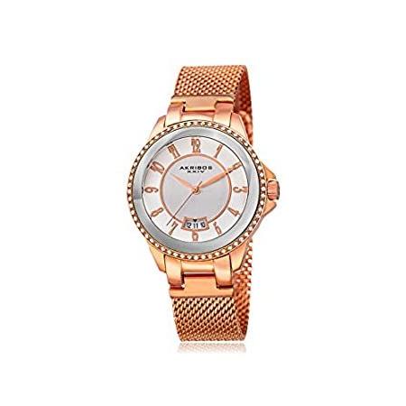特別価格Akribos XXIV Ador シルバーダイヤル レディースローズゴールドウォッチ AK840RG好評販売中