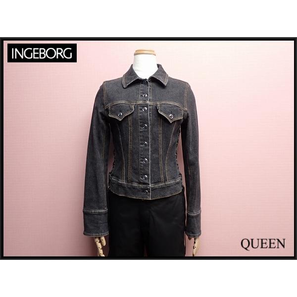 INGEBORG ブラックデニムジャケット△インゲボルグ/ストレッチ/Gジャン