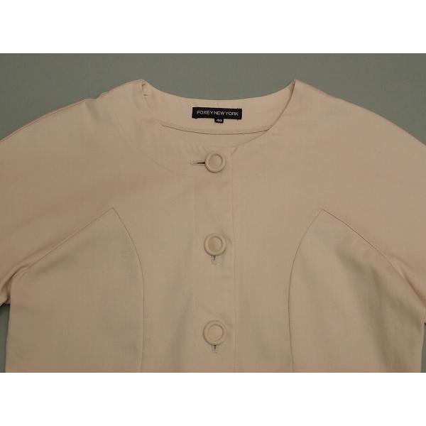 FOXEY NEW YORK ショート丈 ノーカラージャケット・40△フォクシー/@A1