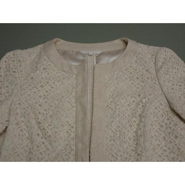 ANAYI アナイ レース ノーカラー ジャケット アイボリー 日本製 美品36 ANAYI（アナイ） ノーカラージャケット・38△アナイ/レース/レディース