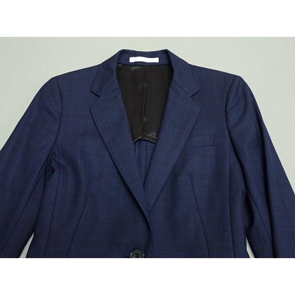 ひとちゃん LES MUES レミュー パンツスーツ チェック LES MUES パンツスーツ△レミュー/キャリア/1ボタンジャケット/紺