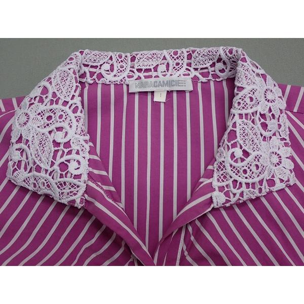 【美品】 NARACAMICIE ナラカミーチェ 7分袖ブラウス 光沢 1 NARACAMICIE（ナラカミーチェ） 送料無料 レース使い 7分袖ブラウス・1