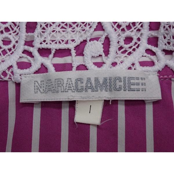 【美品】 NARACAMICIE ナラカミーチェ 7分袖ブラウス 光沢 1 NARACAMICIE（ナラカミーチェ） 送料無料 レース使い 7分袖ブラウス・1