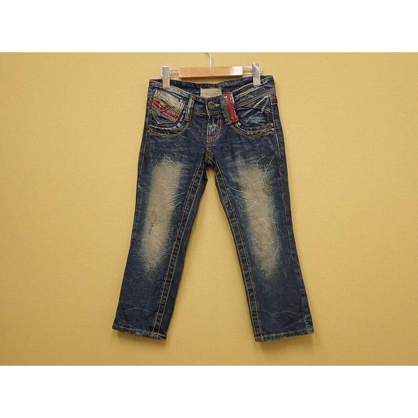 新品未着用Lolita ロリータ　ユニオンジャック刺繍デニムパンツ　サイズ28 LOLITA JEANS（ロリータジーンズ） クロップドジーンズ・XS▽ロリータ