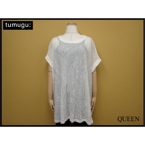 tumugu: シワ加工 チュニックカットソー◆ツムグ/ゆったり ビッグサイズ Tシャツ/@A1/21*7*5-1｜q-eshop｜02