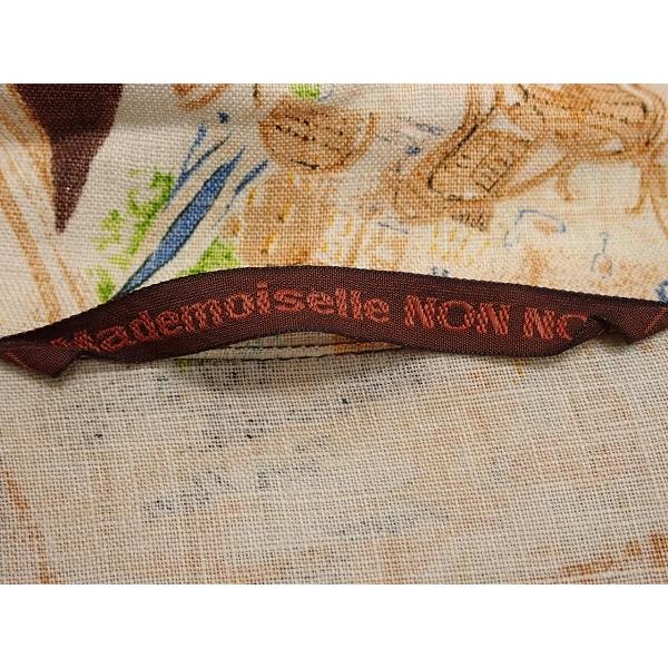 3828y 美品 マドモアゼルノンノン 総柄リネン半袖アロハシャツ M 日本製 Mademoiselle NONNON（マドモアゼルノンノン） 送料無料 リネンシャツ