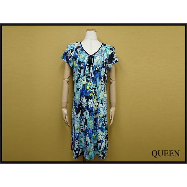 スーパービューティー 半袖膝丈ワンピース　ピンク花柄 Super Beauty 花柄 ワンピース・42◇スーパービューティー