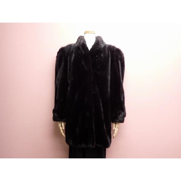 毛皮コート　ミンク　黒 ミンクコート□ハーフ丈/毛皮/ブラック/黒/100サイズ/レディ―ス/@A1/24