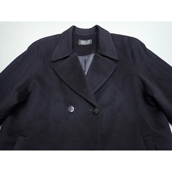 イタリア製 ビンテージ カシミヤ100％ オーバーコート 裏ベルベット 黒 BELTA BUONO カシミヤコート・11□ベルタボーノ/カシミヤ100