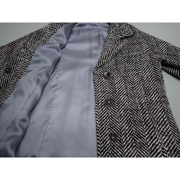 PINORE ロングコート・42□ピノーレ/ツイード/100サイズ/レディース