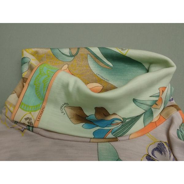 ☆美品☆ LEONARD ハイネックニットサーター　花柄　フラワー　シルク混 M ☆美品☆ LEONARD ハイネックニットサーター 花柄 フラワー シルク混 M