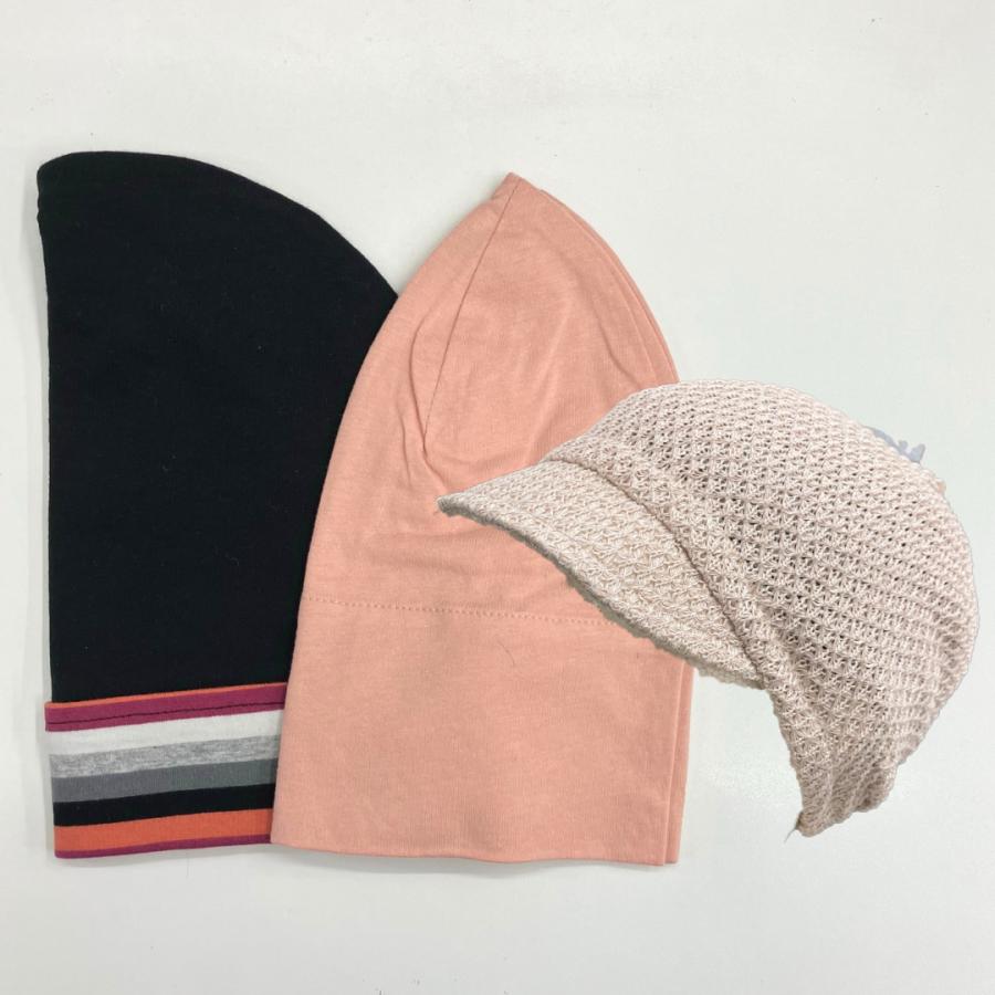 ケアぼうしお試しSET【3枚セット】 　綿/オーガニックコットン/シルク/コットン/男女兼用/抗がん/脱毛/ケア帽子/医療用ぼうし/医療帽子/就寝時用/脱毛手術用/癌 |  | 01