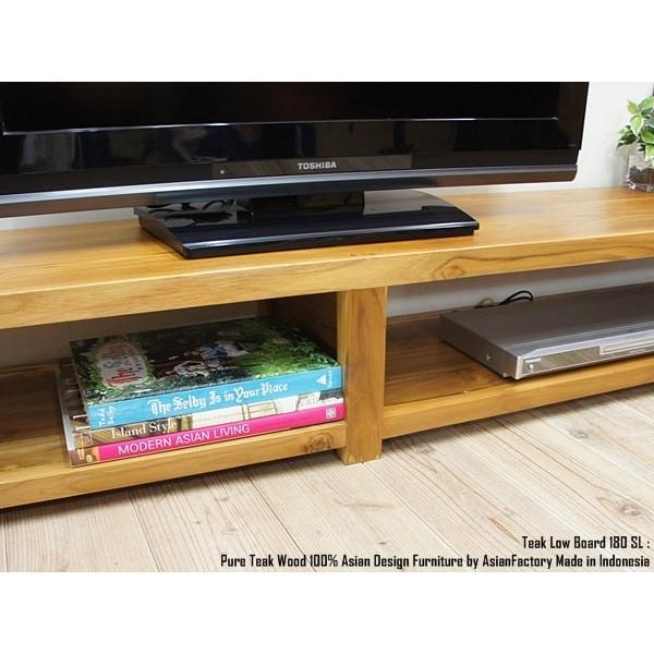 【希少品】 チーク無垢材 ローボード幅180cm 奥行き35cm 高さ24cm SLNA ナチュラルブラウン ローテーブル AVラック 【D1311830109】(47238円)