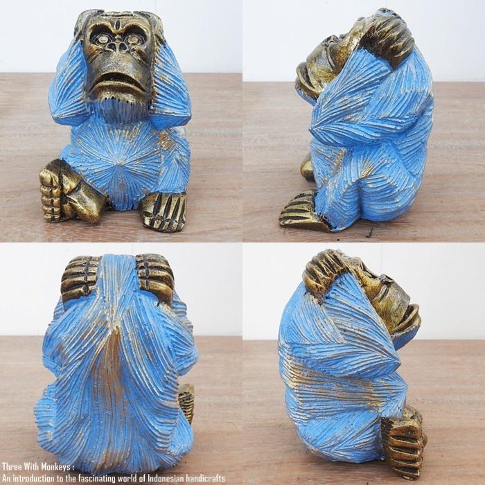 イタリア製 猿 木彫り 猿 2匹 オブジェ ヴィンテージ 彫刻 高さ約45cm