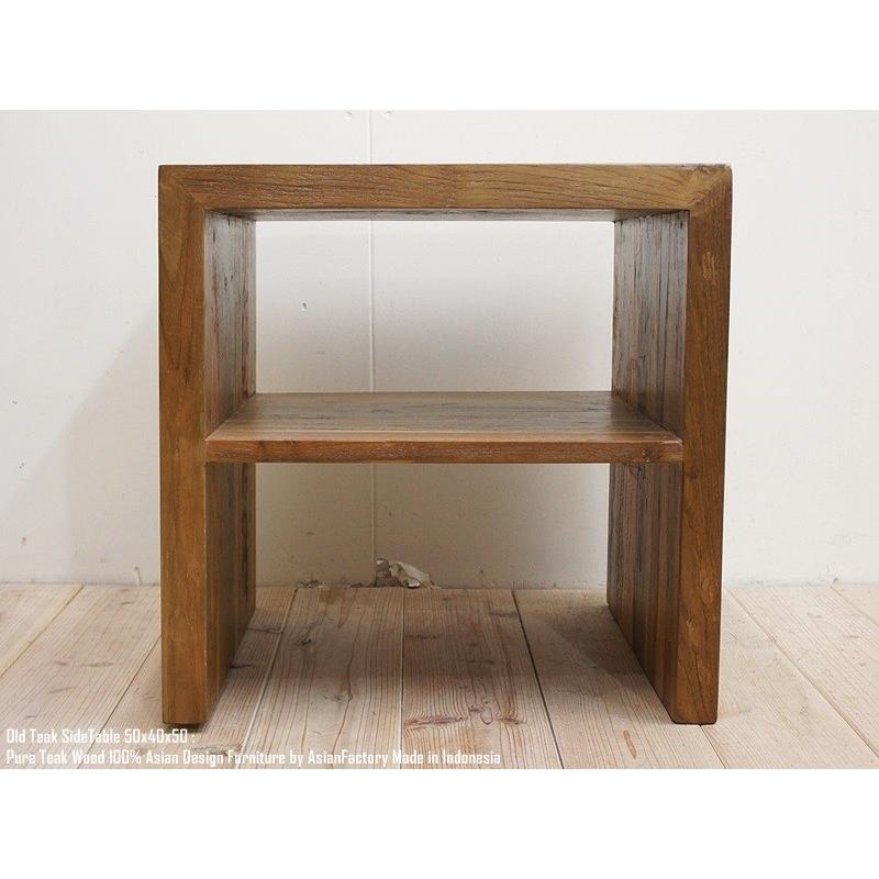 オールドチーク無垢材 オーディオラック 2段 幅50cm×奥行40cm×高さ50cm