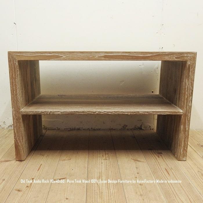 オーディオラック 80cm WW オールドチーク無垢材 ローテーブル テレビ