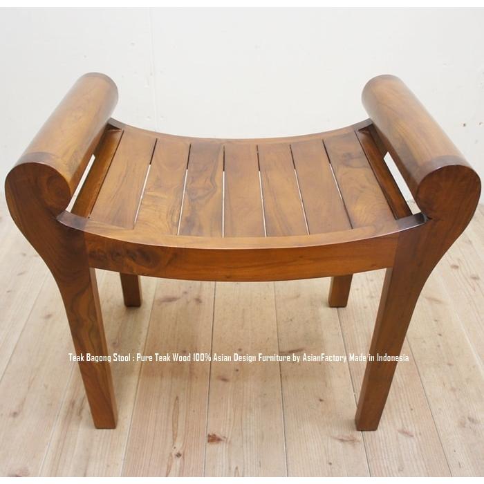 チーク無垢材 バゴンスツール ナチュラルブラウン NA 腰掛 チェア アジアン家具 イス 木製 いす 椅子 花台 送料無料 送料込 バリ家具 