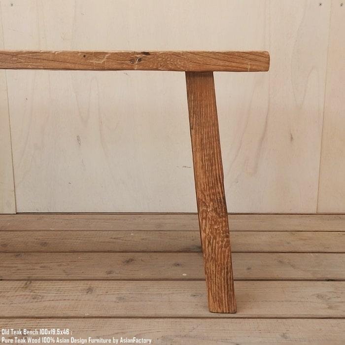 ベンチ 100cm オールドチーク 木製 スツール 木 総無垢材 一枚板 