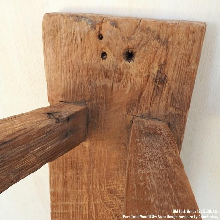 ベンチ 124.5cm 木製 スツール オールドチーク 木 総無垢材 一枚板
