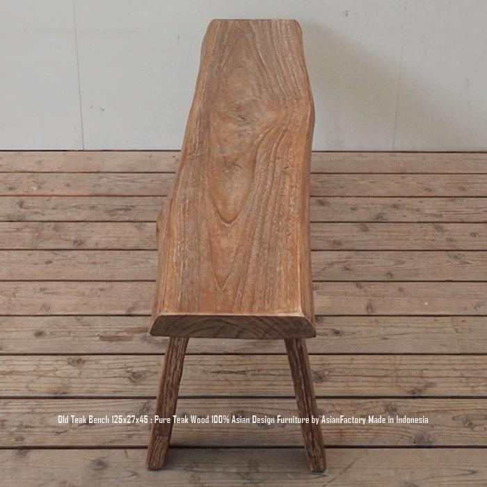 一点物 オールドチーク 125cm 木製 ベンチ 木 総無垢材 一枚板 飾り台