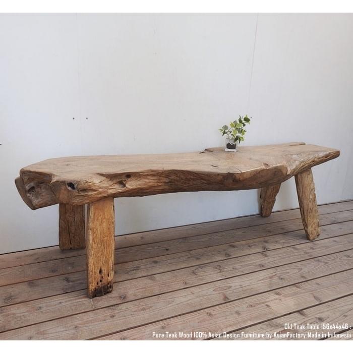 一点物 オールドチークベンチ 156cm 木製 木 おしゃれ 総無垢材 一枚板