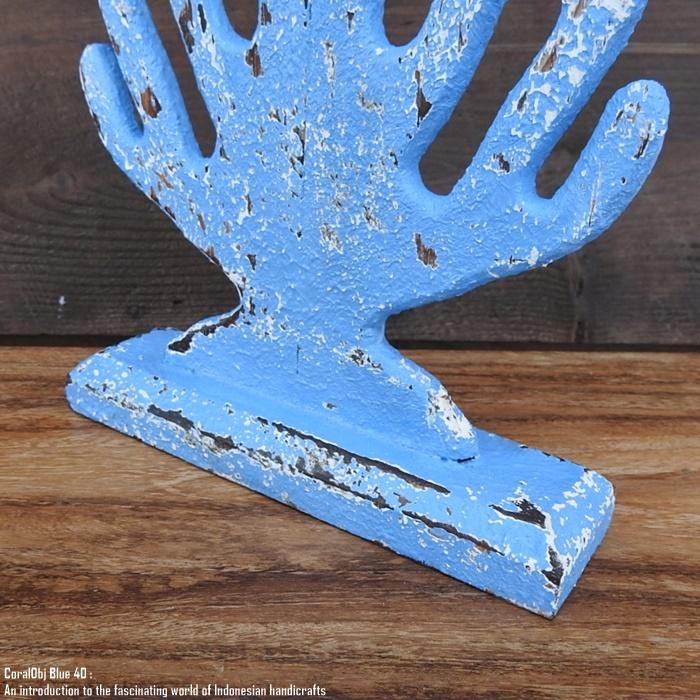 オブジェ コーラル 40cm サンゴ ブルーウォッシュ 木彫りの動物