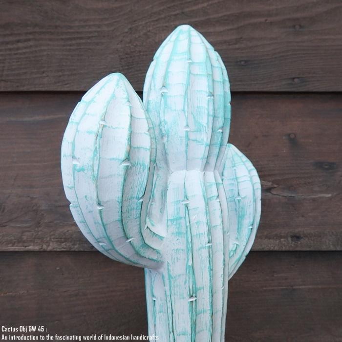 オブジェ サボテン 45cm カクタス Cactus GW 木彫りの植物 ウェルカム