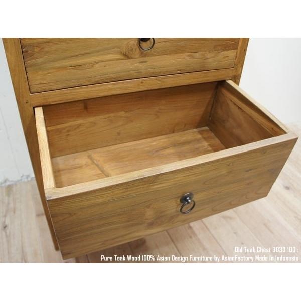 オールドチーク無垢材 チェスト3D3D 100cm 抽斗6杯 アジアン家具 バリ