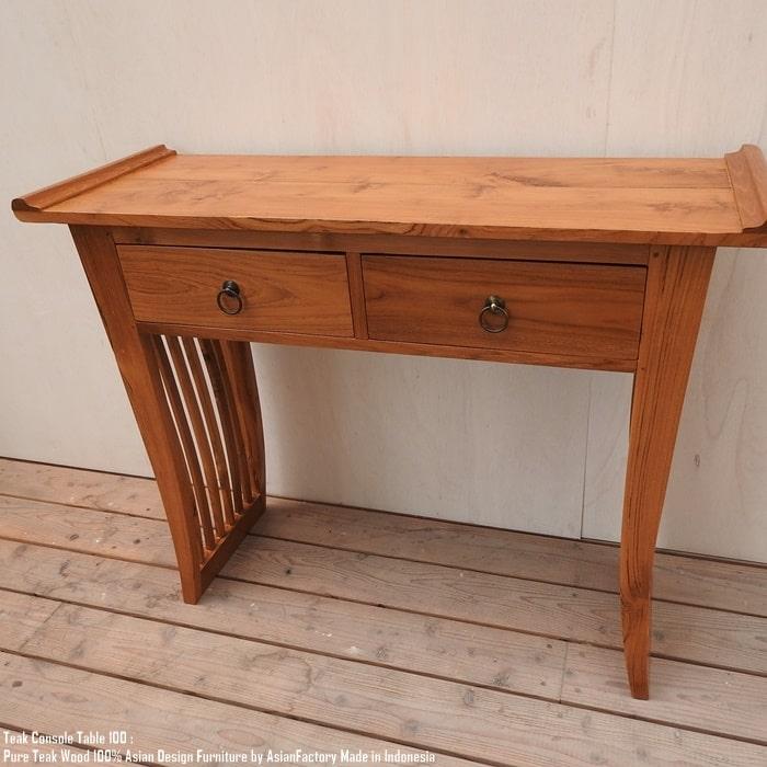 チーク無垢材 コンソールテーブル2D100 NA ナチュラルブラウン 幅100cm