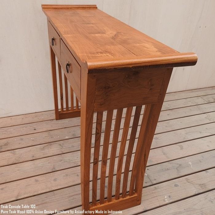 チーク無垢材 コンソールテーブル2D100 NA ナチュラルブラウン 幅100cm