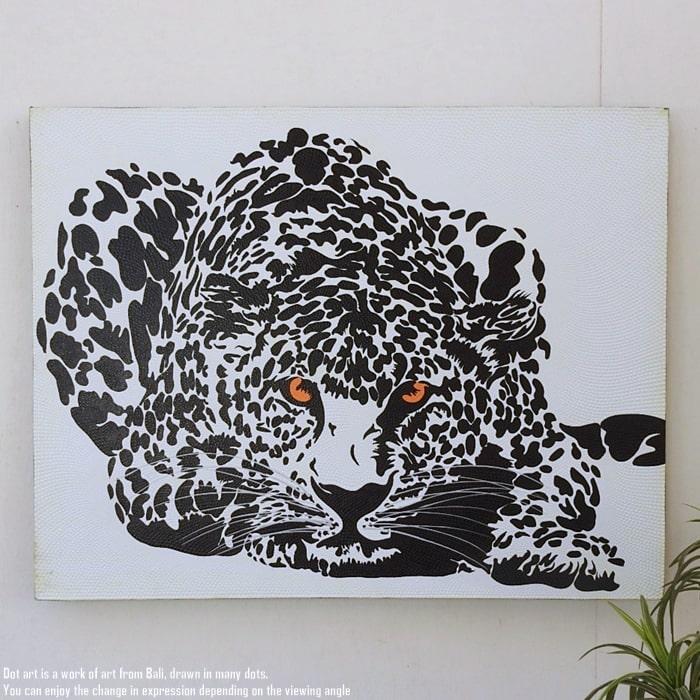 ドットアート 70cm × 90cm 豹 ドットペインティング モダンアート