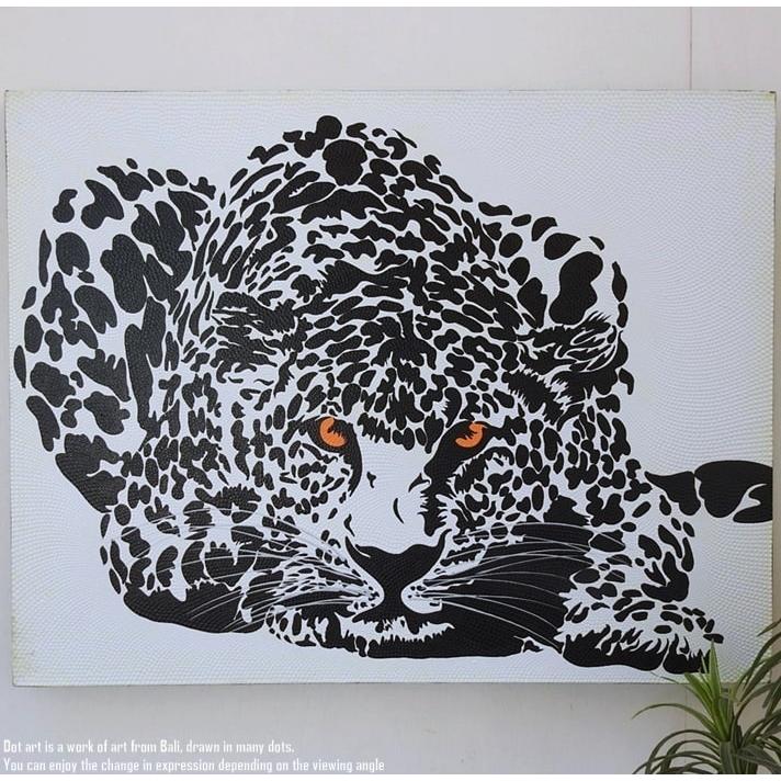 ドットアート 70cm × 90cm 豹 ドットペインティング モダンアート