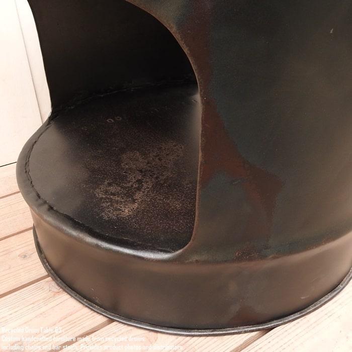 ドラム缶をリメイクしたテーブル 63cm 黒 ラウンド 天然木 センター
