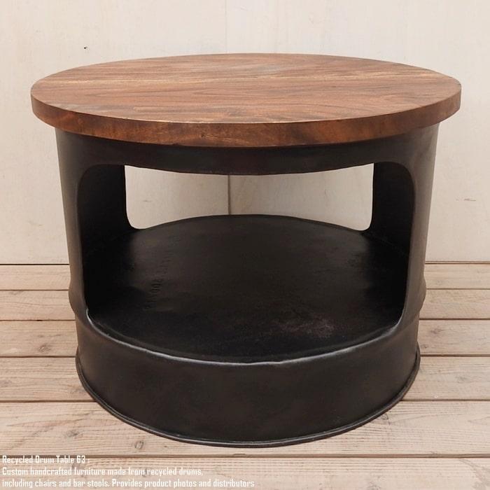 男前　木製円形テーブル 直径約58cm 電気ドラム　リメイク　GARAGE 男前 木製円形テーブル 直径約58cm 電気ドラム リメイク GARAGE 男前