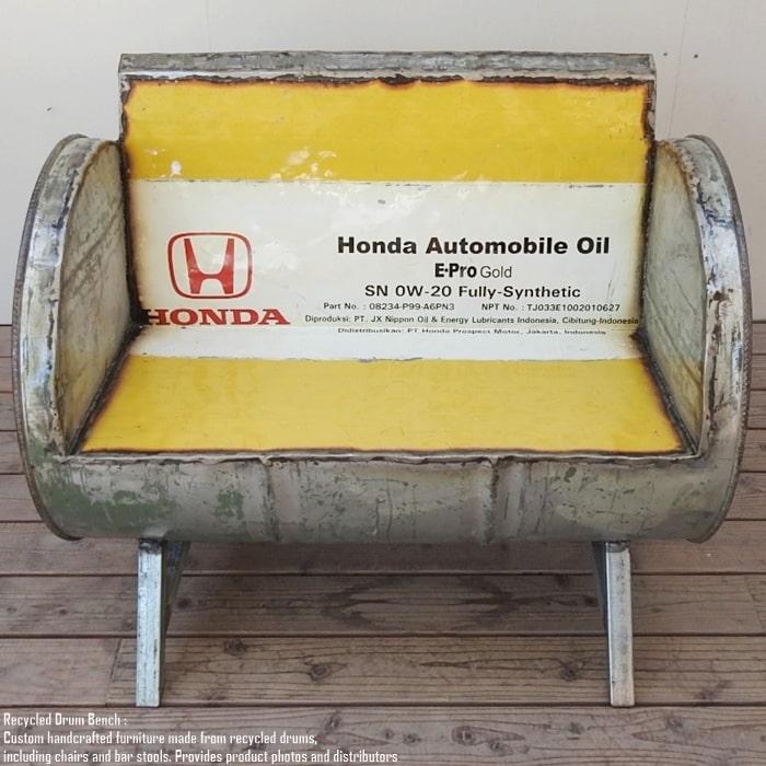 ドラム缶をリメイクしたベンチ2P P Honda ホンダ 2人掛け 1.5人掛け