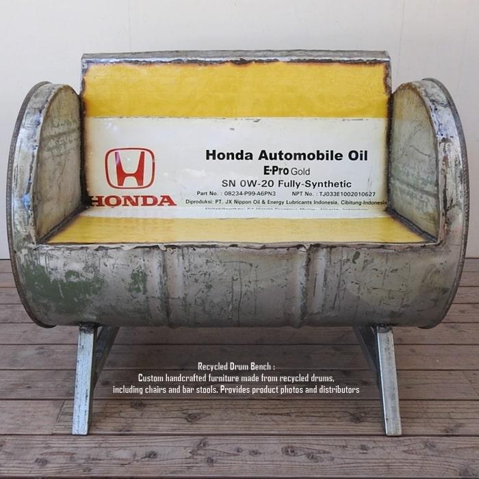 ドラム缶をリメイクしたベンチ2P P Honda ホンダ 2人掛け 1.5人掛け