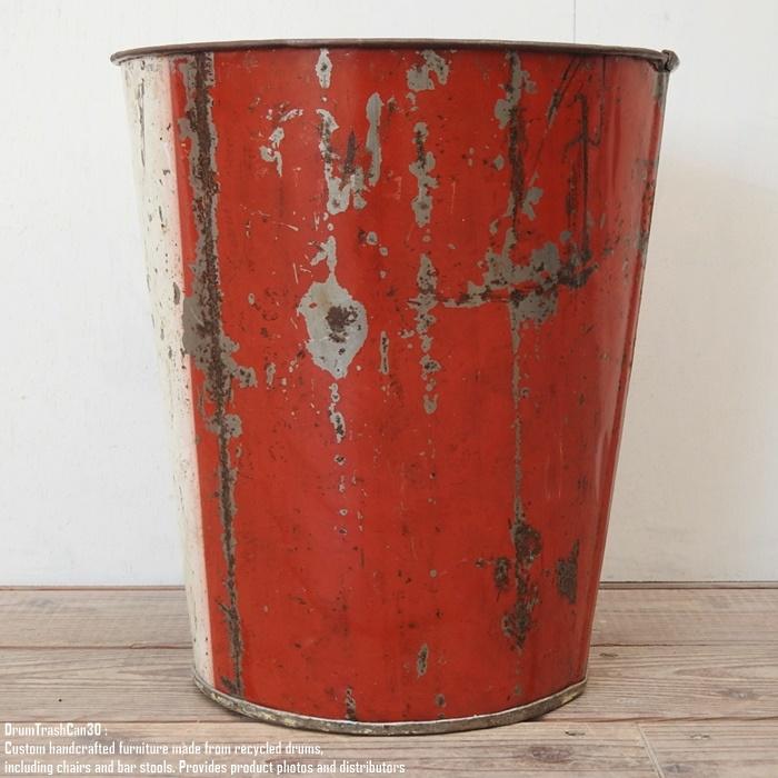 ドラム缶をリメイクした ゴミ箱 30cm C スチール製 ダストボックス