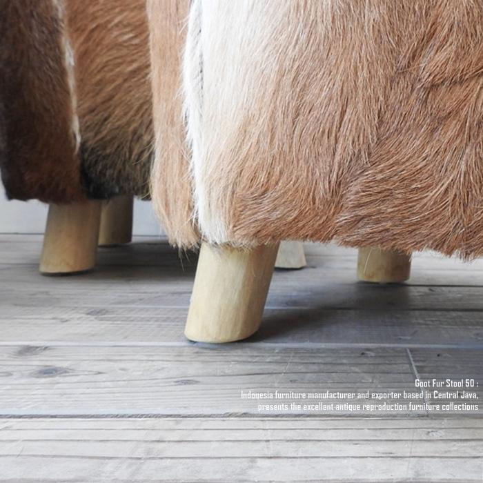 山羊毛皮 ラウンドスツール 50cm 丸椅子 ハラコチェア 毛皮 天然素材