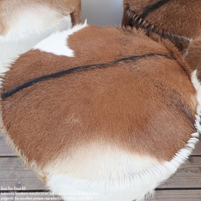 山羊毛皮 ラウンドスツール 50cm 丸椅子 ハラコチェア 毛皮 天然素材