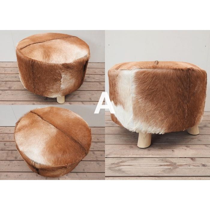 山羊毛皮 ラウンドスツール 60cm 丸椅子 ハラコチェア 毛皮 天然素材