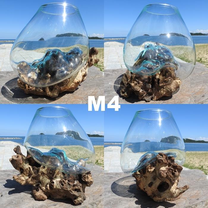 吹きガラスと天然木のオブジェ M 金魚鉢 メダカ水槽 花瓶 流木ガラス ガラス鉢 プランター 花瓶 アクアリウム ガラスボウル テラリウム コケリウム｜q-style｜05