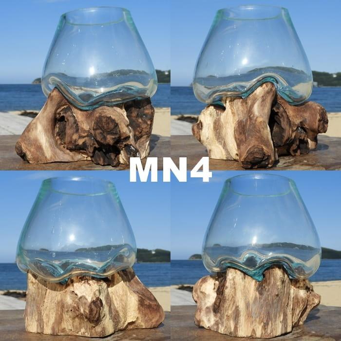 流木ガラス MN 選べる 吹きガラスと天然木のオブジェ 金魚鉢 メダカ