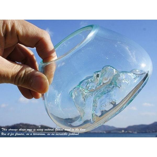 流木ガラス MN 選べる 吹きガラスと天然木のオブジェ 金魚鉢