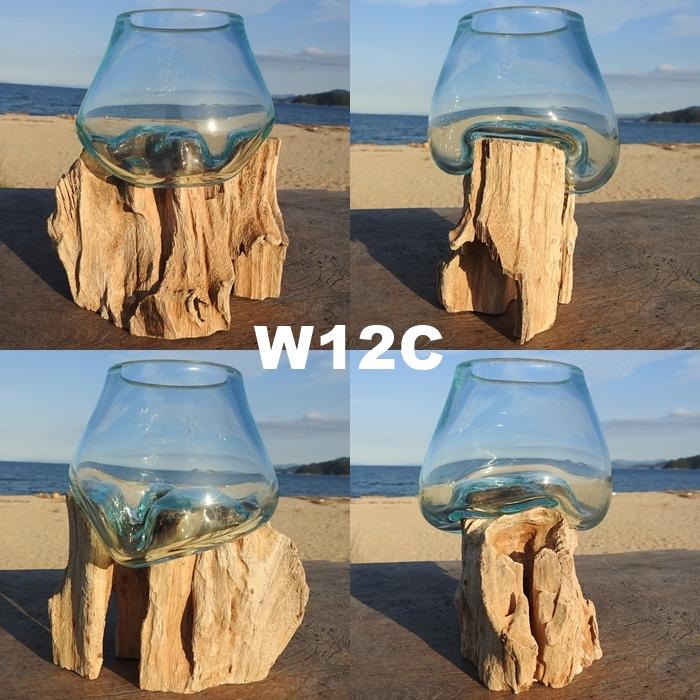 吹きガラスと天然木のオブジェ W12 金魚鉢 メダカ水槽 花瓶 流木ガラス ガラス鉢 プランター 花瓶 アクアリウム ガラスボウル テラリウム コケリウム｜q-style｜04