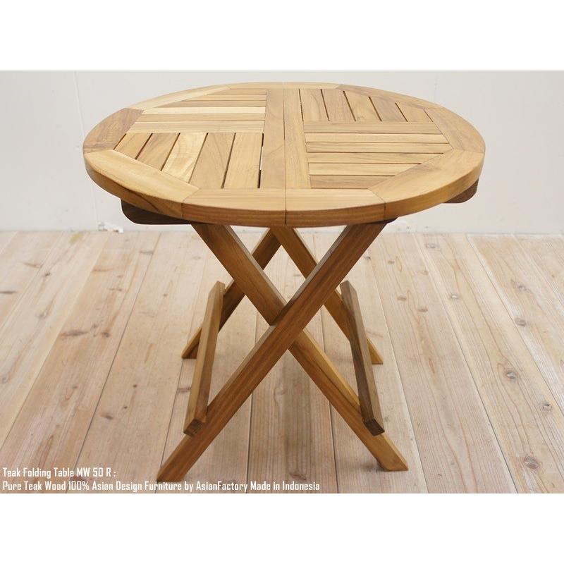 チーク無垢材 折りたたみテーブル50R ラウンドテーブル 丸型 円卓 円形 アジアン家具 机 木製 コーヒーテーブル サイドテーブル  :GT50R:バリ家具の専門店Q-STYLE - 通販 - Yahoo!ショッピング
