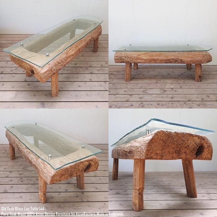 希少 一点物 迫力の オールドチーク ガラステーブル 144cm × 47cm 46cm 