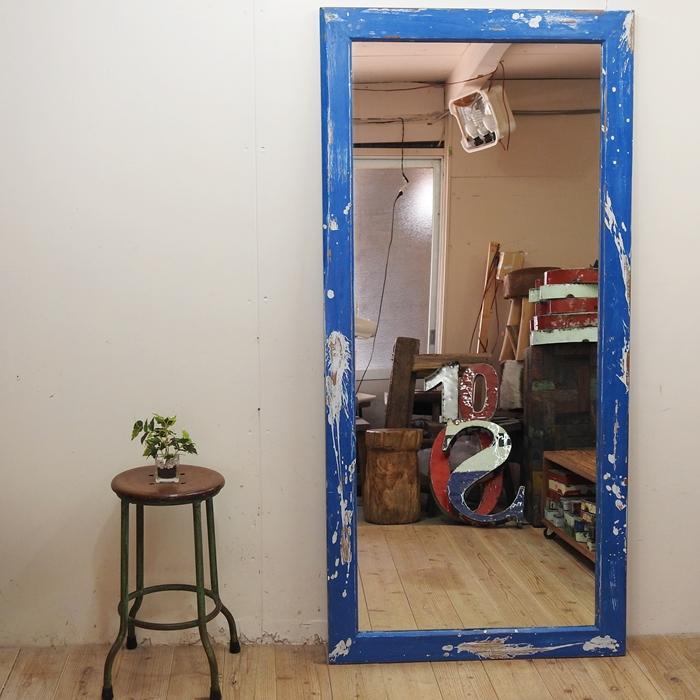 ミラー 鏡 チーク 無垢 WL 幅60cm 80cm アジアン 北欧 古木 オールド